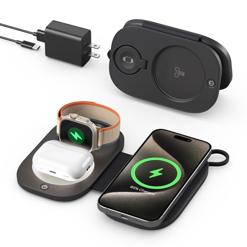 3 In 1 Magnetic Wireless Charger For Apple Devices - Black Tristar Online