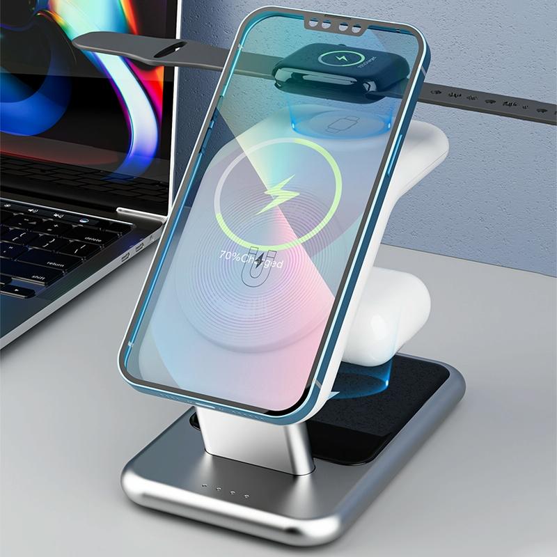 15W 3 In 1 Magnetic Wireless Charger - White Tristar Online