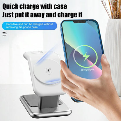 15W 3 In 1 Magnetic Wireless Charger - White Tristar Online