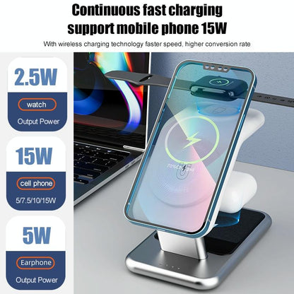 15W 3 In 1 Magnetic Wireless Charger - White Tristar Online