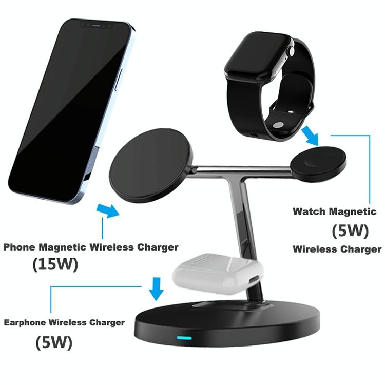 3 In 1 Magnetic Wireless Charger For Mobile Devices - Black Tristar Online
