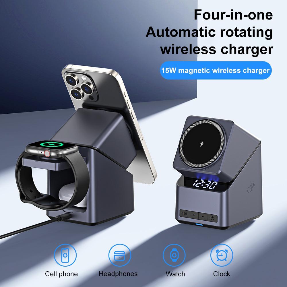 180° Rotating 4 In 1 Magnetic Wireless Charger Grey Tristar Online