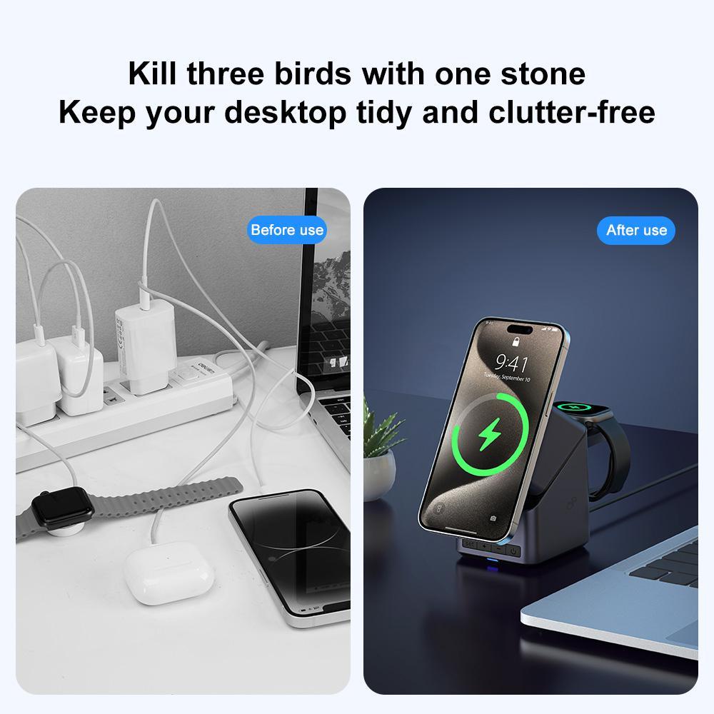 180° Rotating 4 In 1 Magnetic Wireless Charger Grey Tristar Online