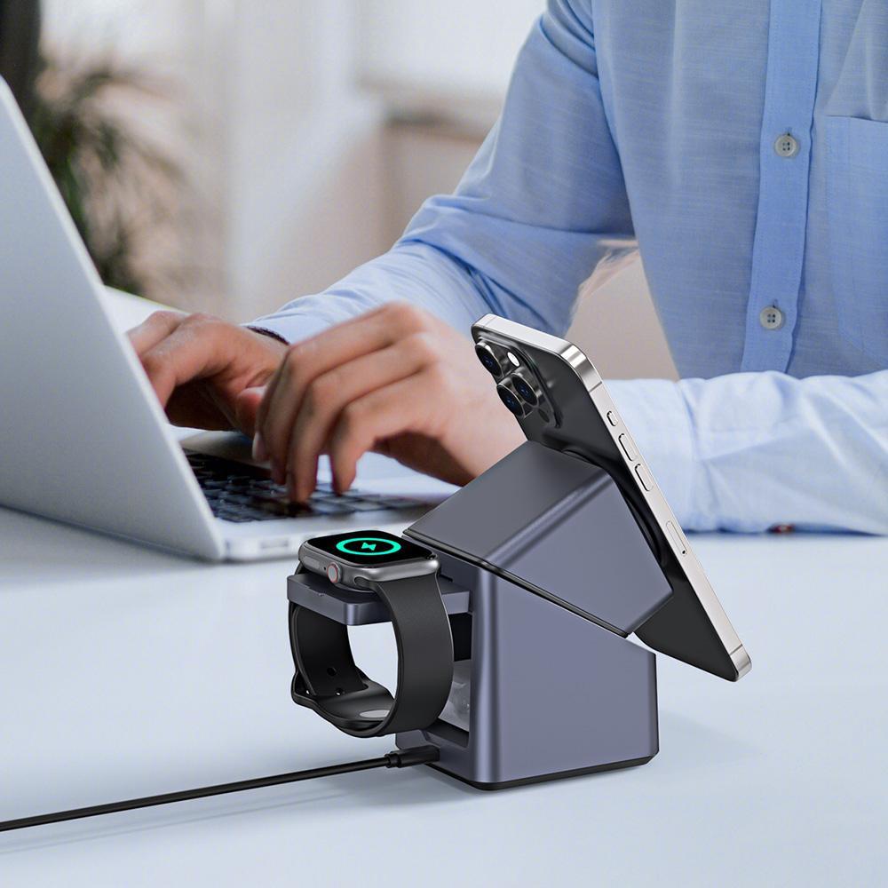 180° Rotating 4 In 1 Magnetic Wireless Charger Grey Tristar Online