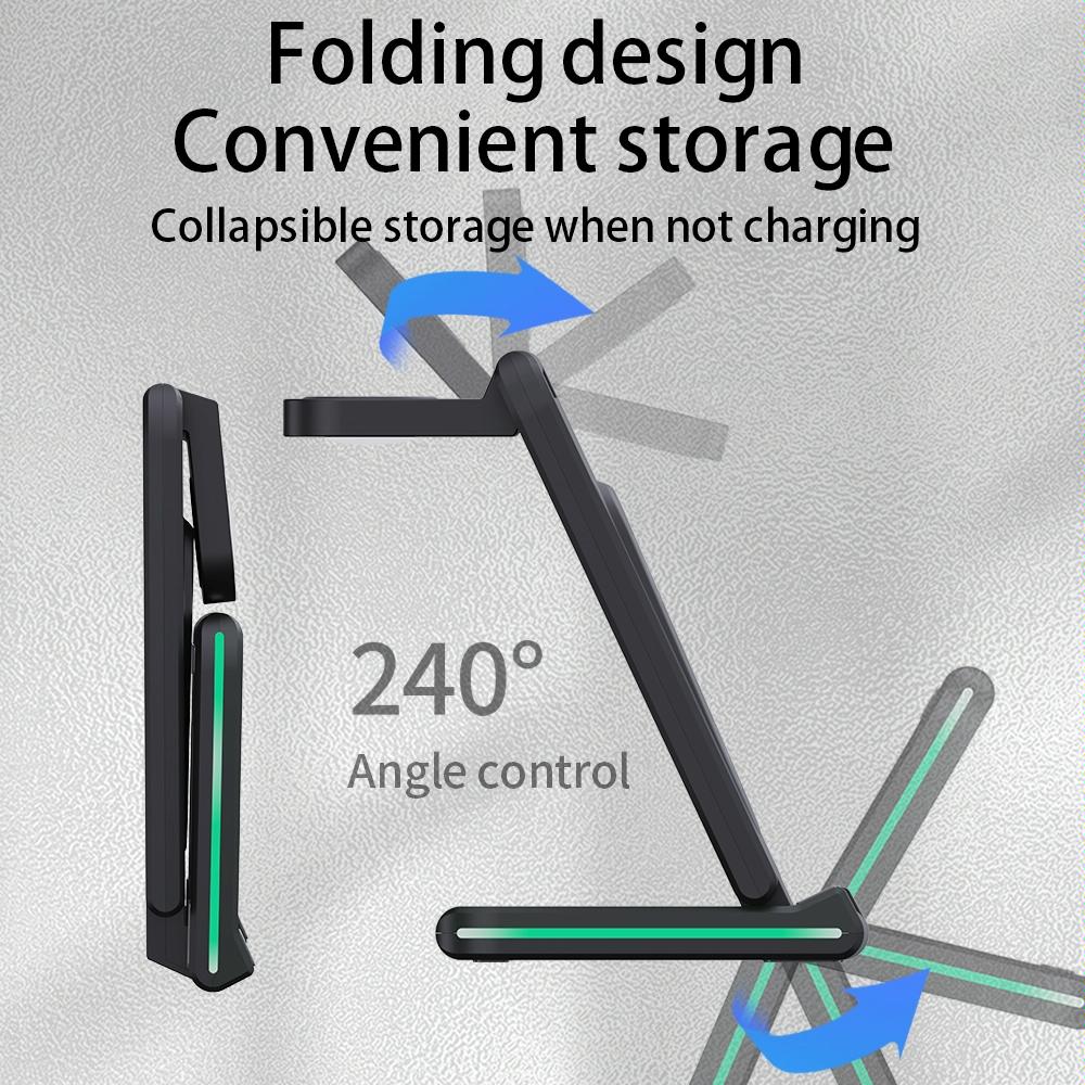 5 In 1 Foldable Wireless Charger 15W Black Tristar Online