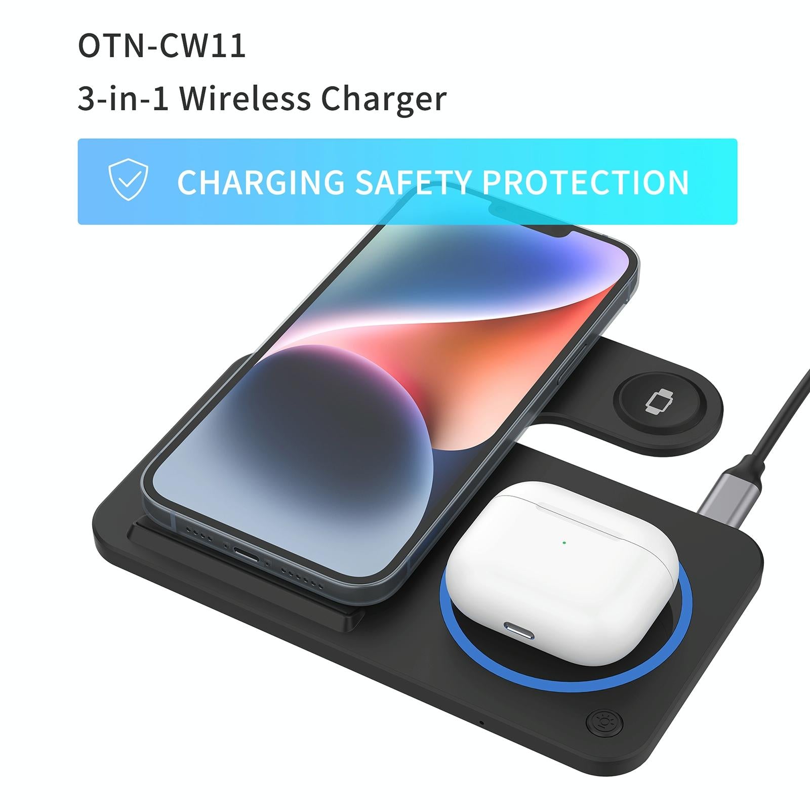3 In 1 Folding Wireless Charger Black Tristar Online