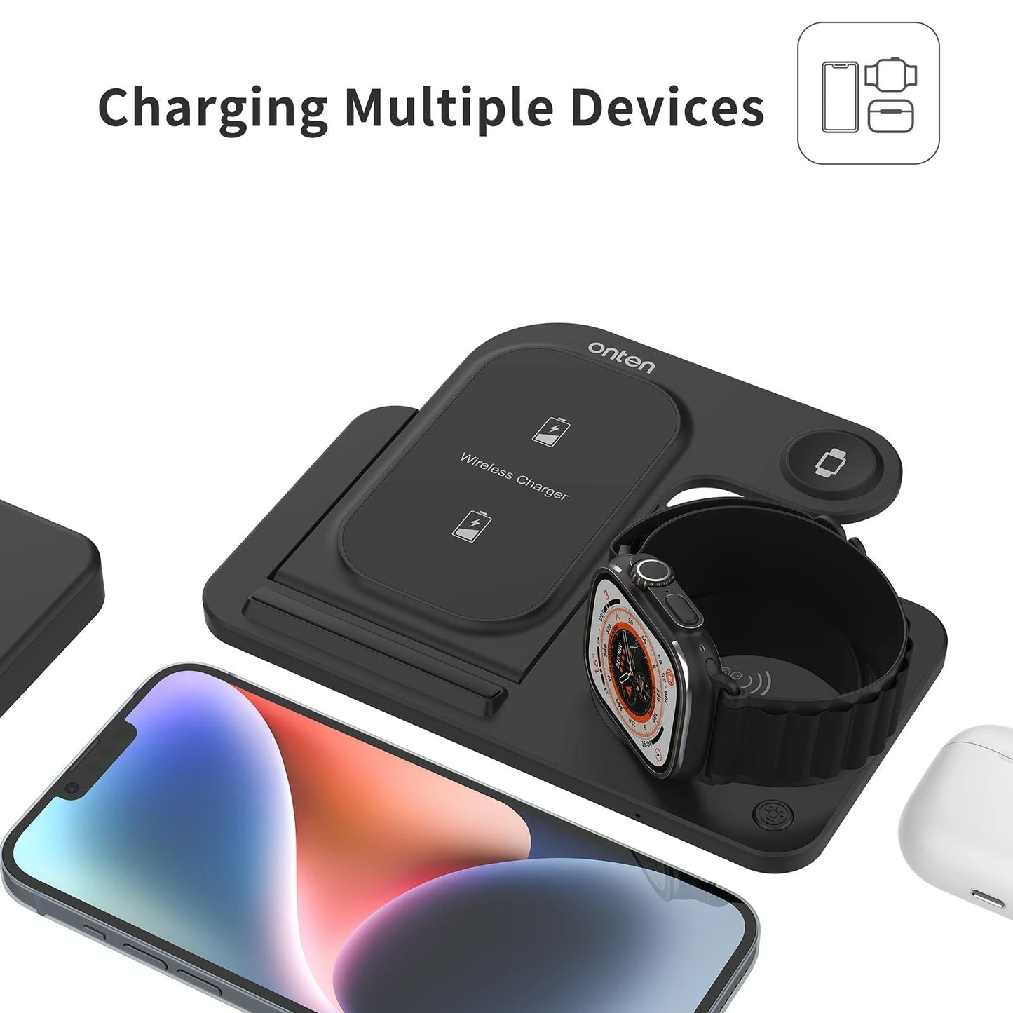 3 In 1 Folding Wireless Charger Black Tristar Online