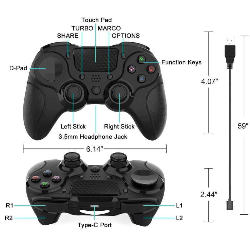 Bluetooth Gamepad for Ps4 Pro with Dual Vibration and Six-axis Control - Red Black Tristar Online