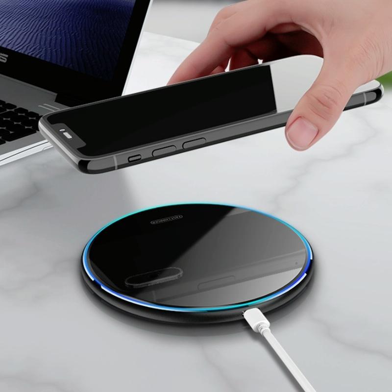 15W Round Acrylic Mirror Wireless Charger - Black Tristar Online