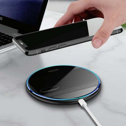 15W Round Acrylic Mirror Wireless Charger - Black Tristar Online