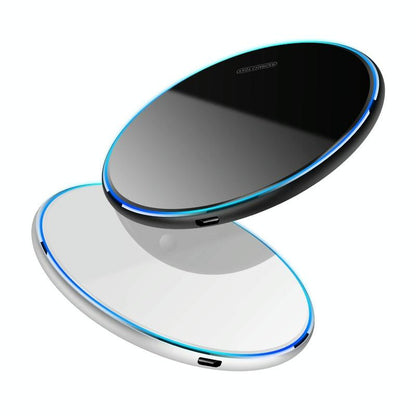 15W Round Acrylic Mirror Wireless Charger - Black Tristar Online