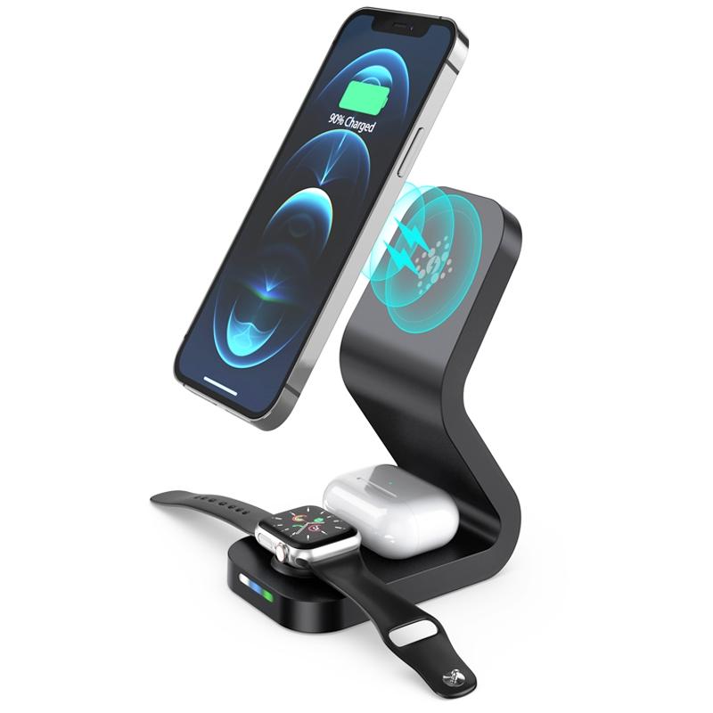 3 In 1 Magnetic Wireless Charger For Mobile Devices Black Tristar Online