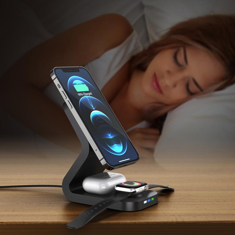 3 In 1 Magnetic Wireless Charger For Mobile Devices Black Tristar Online