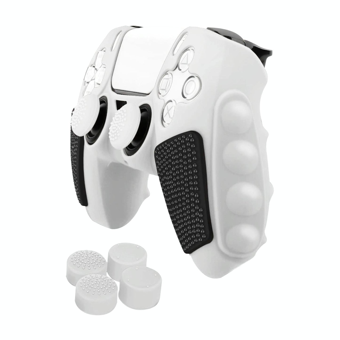 Silicone Gamepad Protective Case for Sony Ps5 with Splicing Design and Rocker Caps - Black White Tristar Online