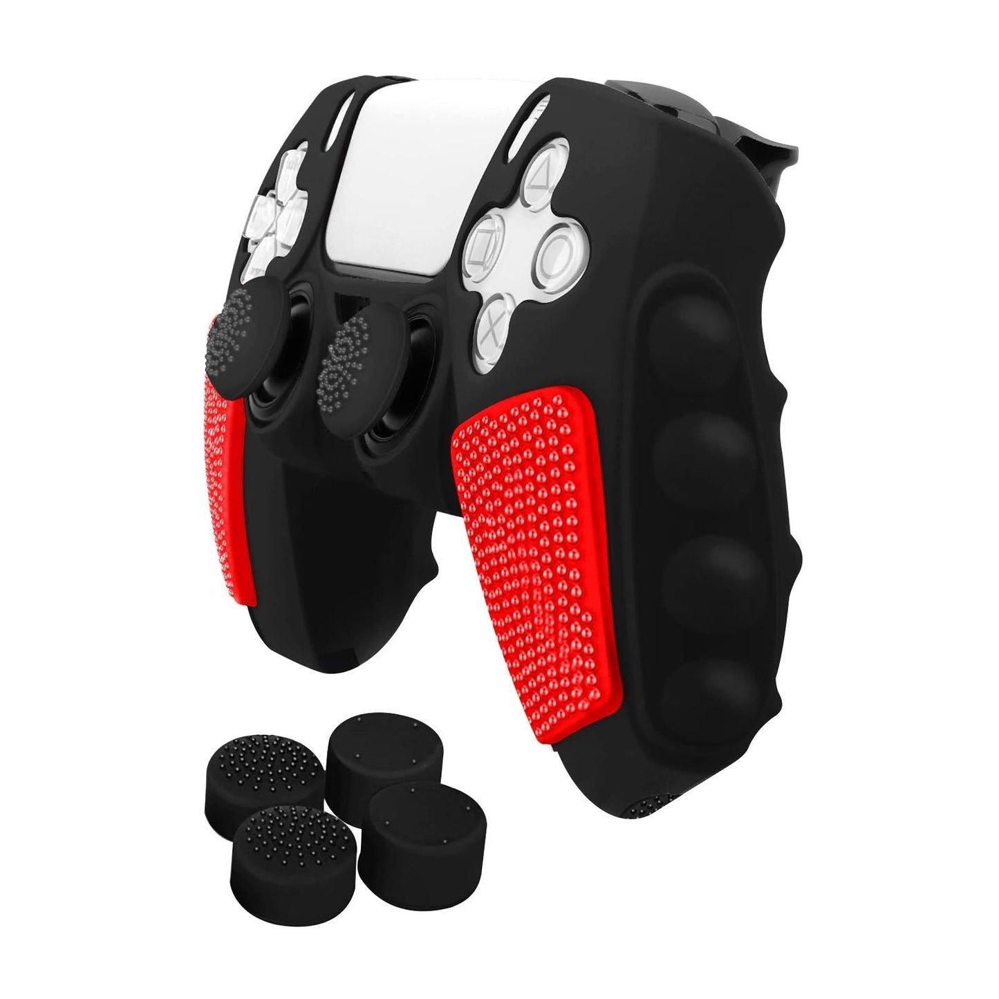 Silicone Gamepad Protective Case for Sony Ps5 with Splicing Design and Rocker Caps - Black White Tristar Online