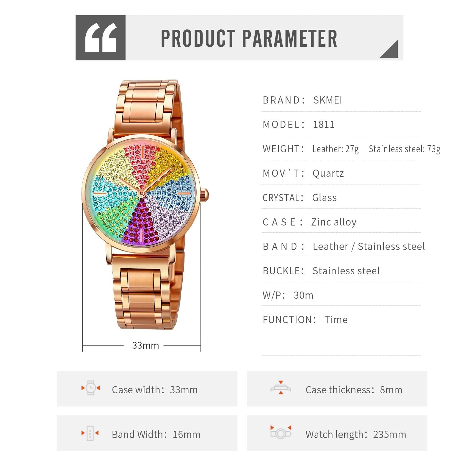 Women Rose Gold Steel Watch with Eight Colour Diamond Dial Tristar Online
