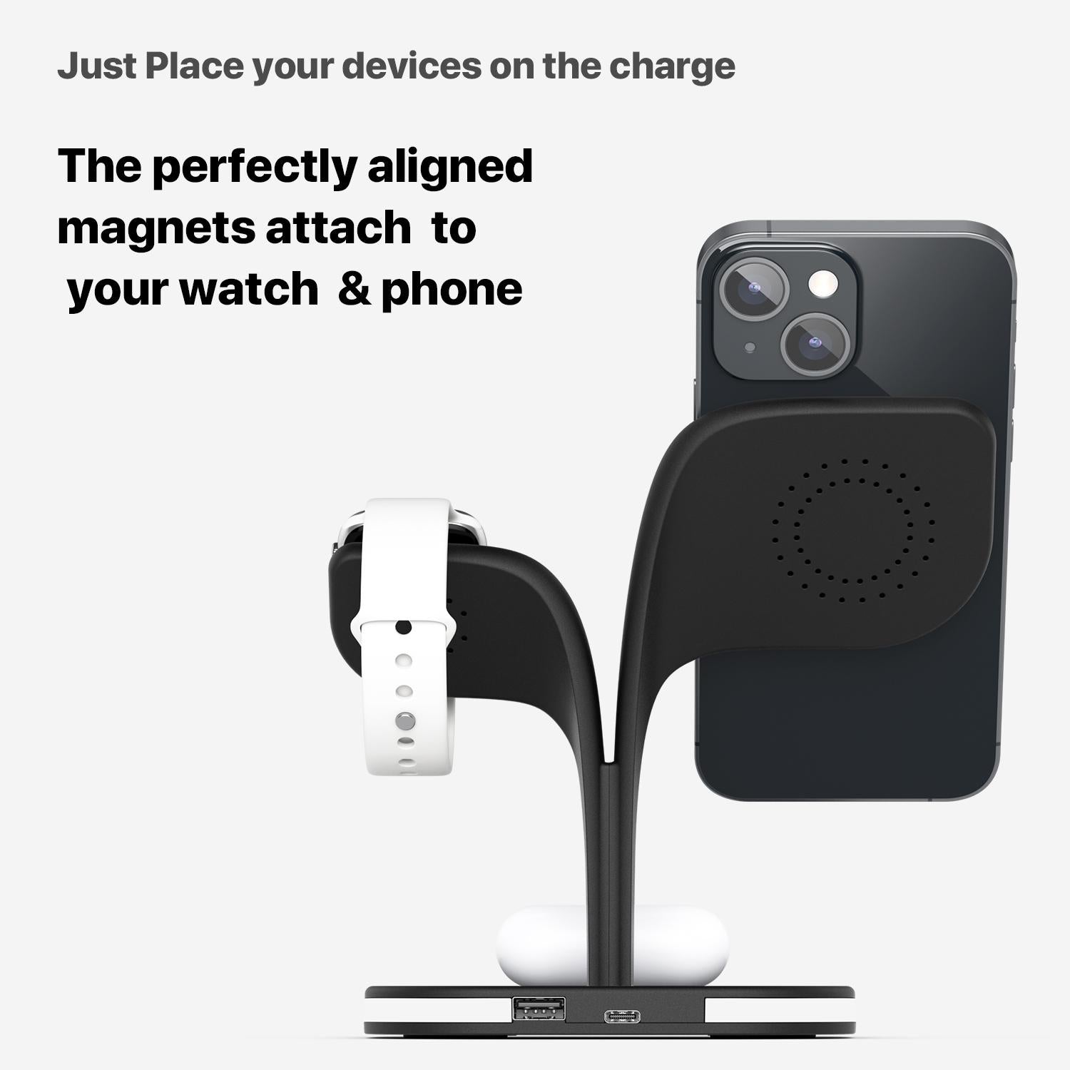 15W 5 In 1 Magnetic Wireless Charger With Stand - Black Tristar Online