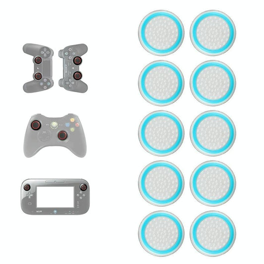 10-piece Luminous Gamepad Button Caps for Ps5 / Ps4 / Ps3 / Xbox one / 360 / Pro / Series x / s - Transparent Blue Circle Tristar Online