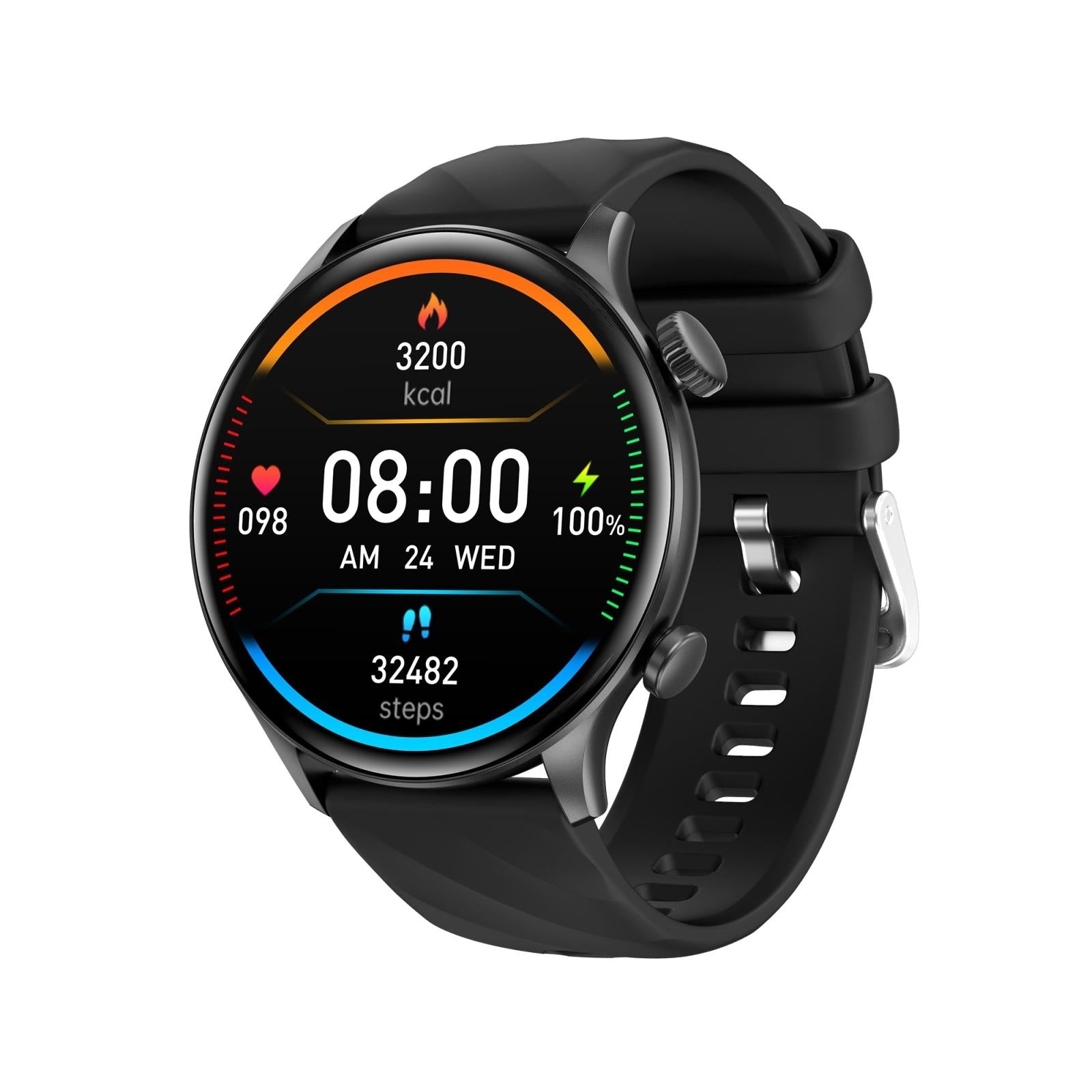 Smart Health Monitoring Watch - Round Screen - Black Tristar Online