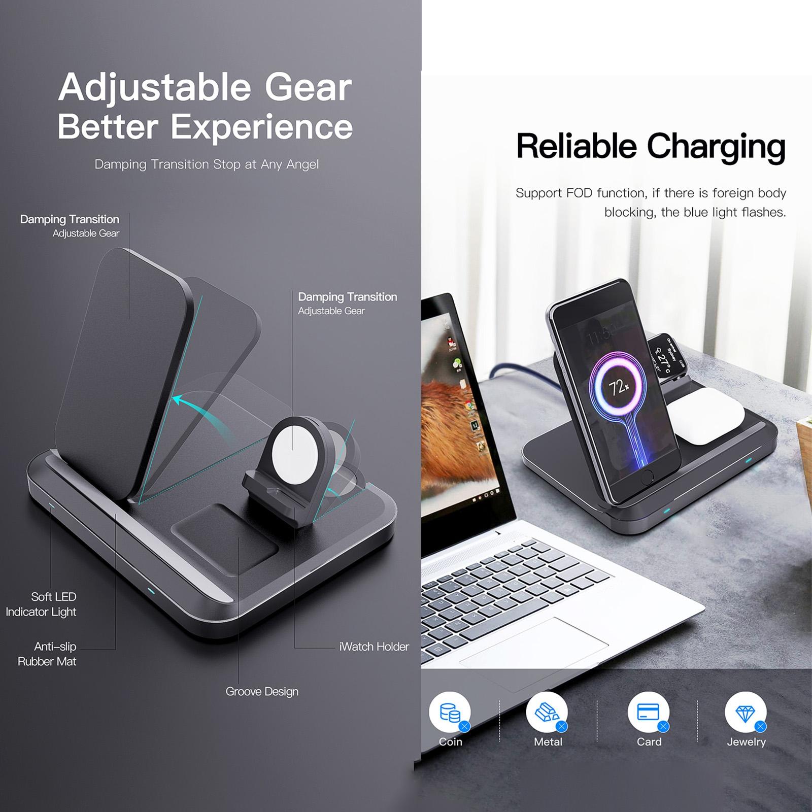 15W 3 In 1 Foldable Wireless Charger - Black Tristar Online