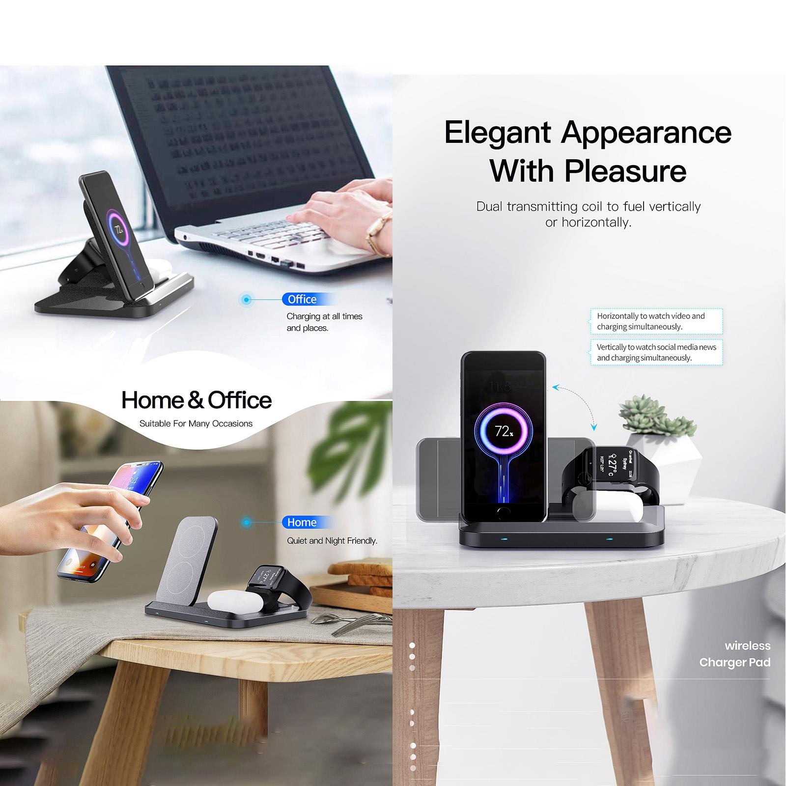 15W 3 In 1 Foldable Wireless Charger - Black Tristar Online