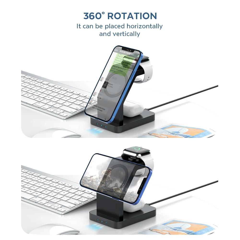 3 In 1 Magnetic Wireless Charger For Iphone Iwatch Airpods - White Tristar Online