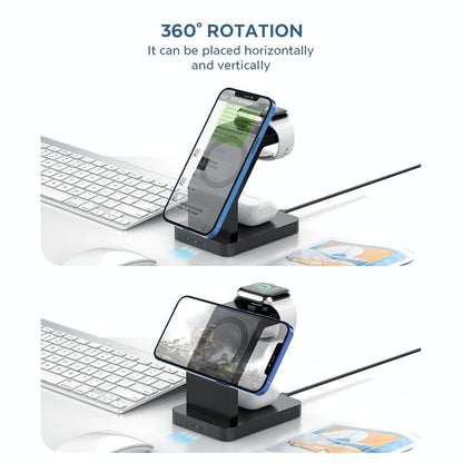 3 In 1 Magnetic Wireless Charger For Iphone Iwatch Airpods - White Tristar Online