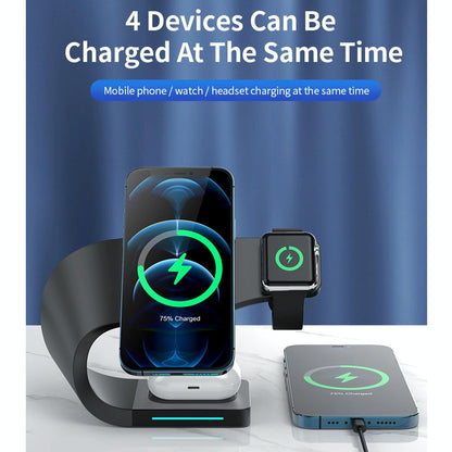 4 In 1 Magnetic Wireless Charger For Iphone Iwatches Airpods - Black Tristar Online