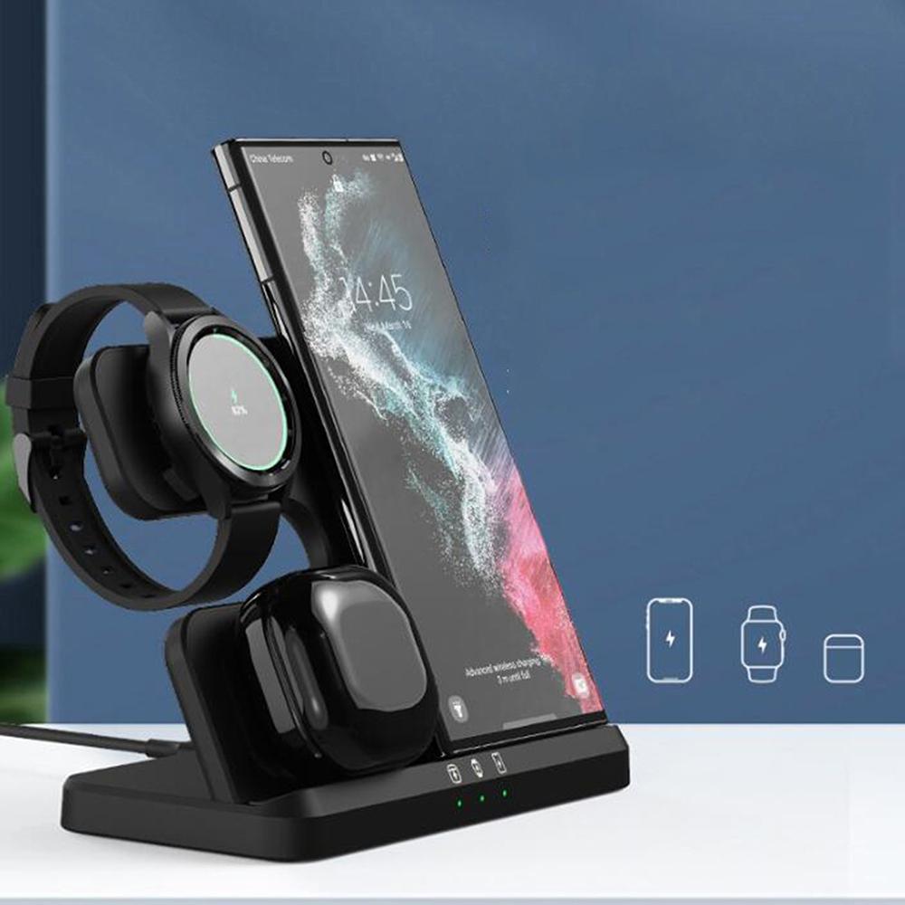 3 In 1 Wireless Charger For Mobile Phone Watch And Earphones Black Tristar Online