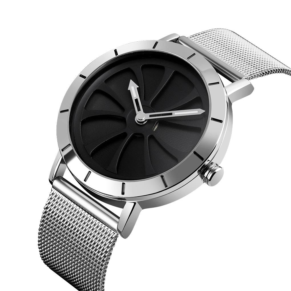 Stylish Skeleton Dial Waterproof Men Watch with Mesh Strap - Rose Gold Tristar Online