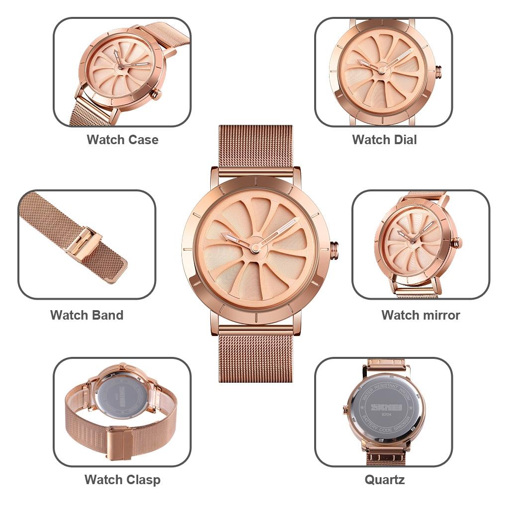 Stylish Skeleton Dial Waterproof Men Watch with Mesh Strap - Rose Gold Tristar Online