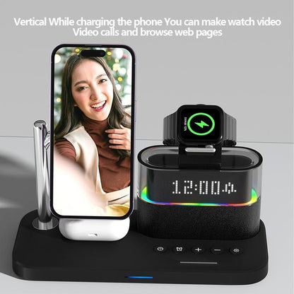 15W Wireless Charger Clock Lamp Multifunctional - Black Tristar Online
