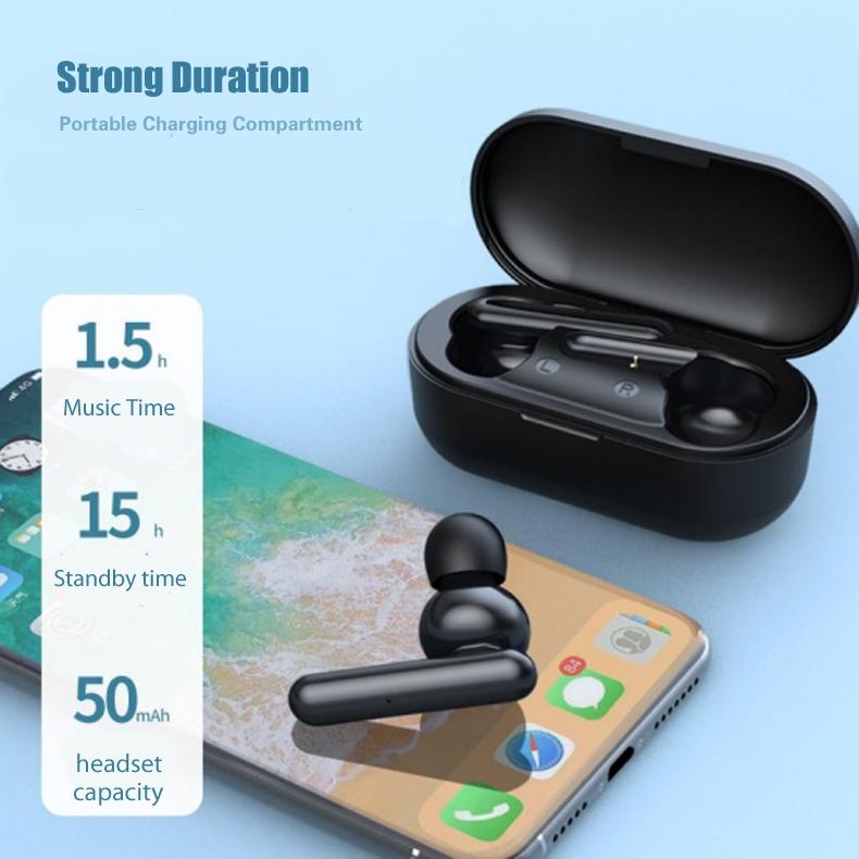 Mini Touch Control Tws Wireless Earphones with Mic & Charger Box - Black Tristar Online