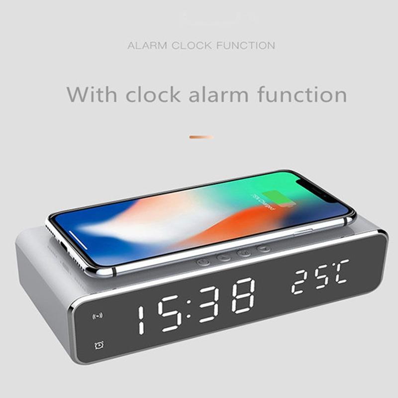 Wireless Charging Desktop Phone With Clock & Temperature Display - Silver Tristar Online