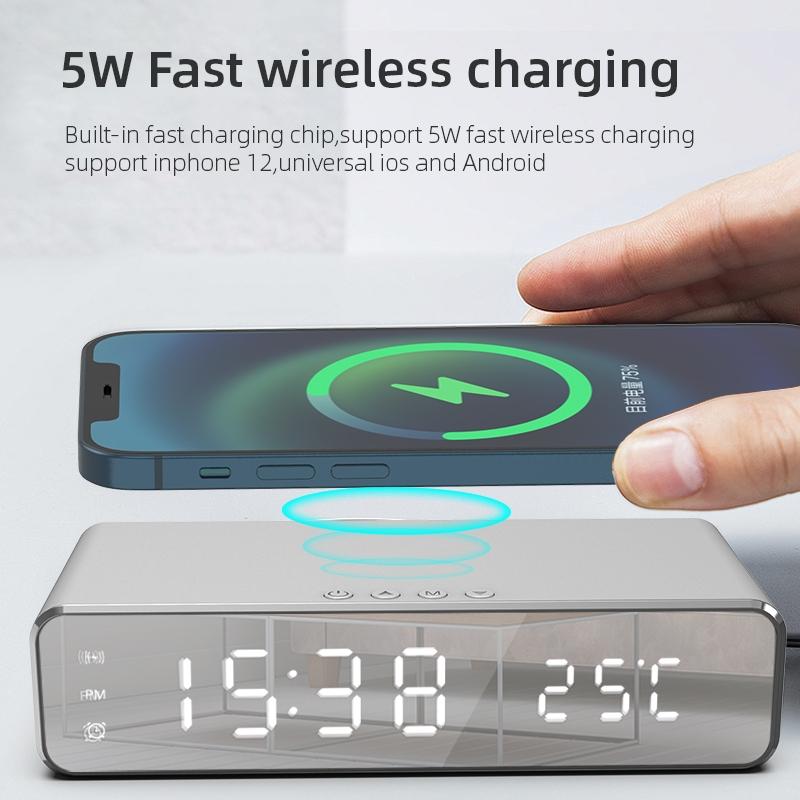 Wireless Charging Desktop Phone With Clock & Temperature Display - Silver Tristar Online