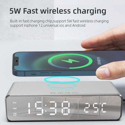Wireless Charging Desktop Phone With Clock & Temperature Display - Silver Tristar Online