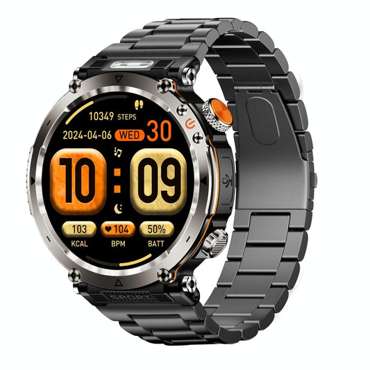 Waterproof Smart Watch With Flashlight Banknote Detector And Compass - Steel Band Tristar Online