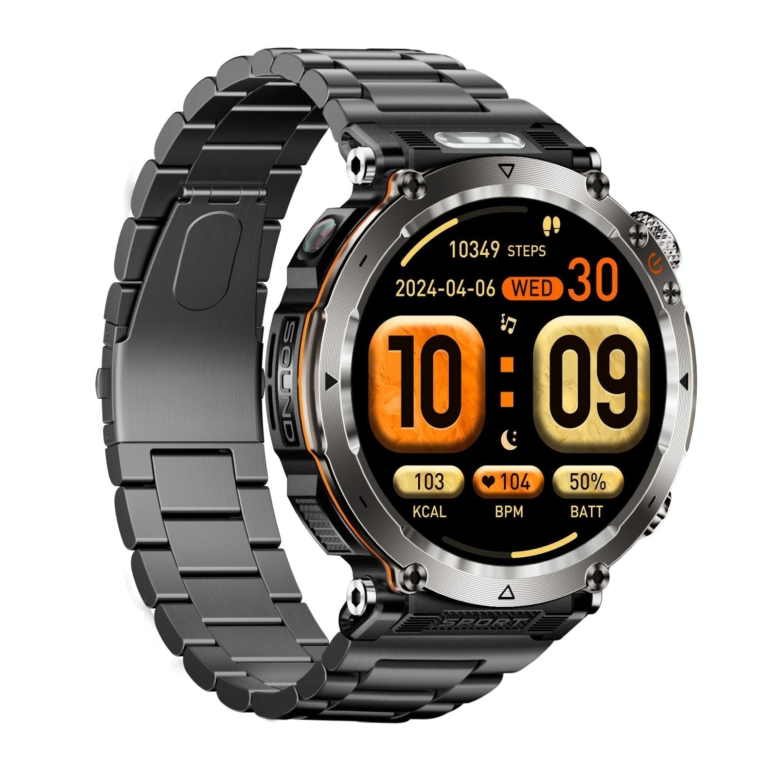Waterproof Smart Watch With Flashlight Banknote Detector And Compass - Steel Band Tristar Online