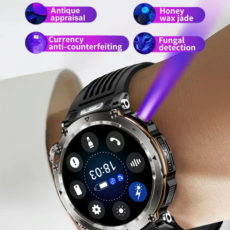Waterproof Smart Watch With Flashlight Banknote Detector And Compass - Steel Band Tristar Online