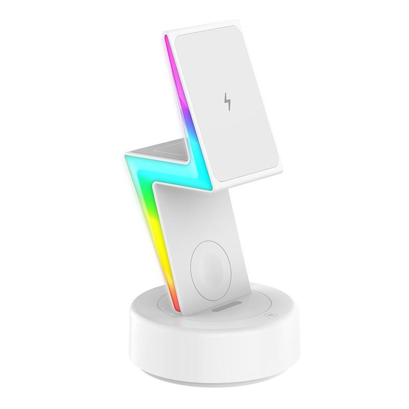 3 In 1 Rgb Light Magnetic Phone Holder With Wireless Charging - White Tristar Online