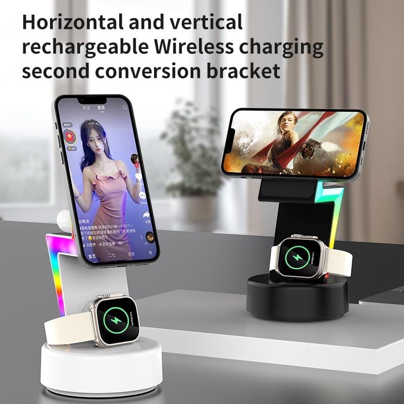 3 In 1 Rgb Light Magnetic Phone Holder With Wireless Charging - White Tristar Online