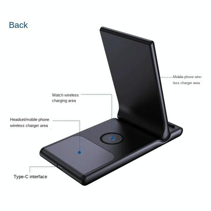 15W Foldable 3 In 1 Wireless Charger Black Tristar Online