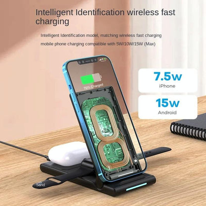 15W Foldable 3 In 1 Wireless Charger Black Tristar Online