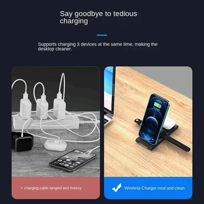 15W Foldable 3 In 1 Wireless Charger Black Tristar Online