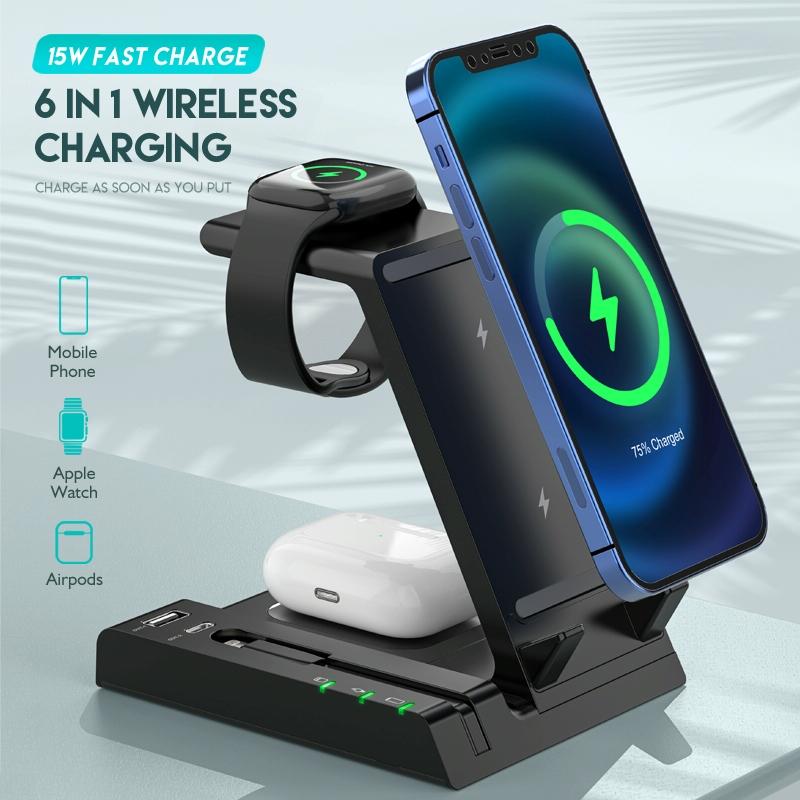 6 In 1 Fast Wireless Charger Stand Black Tristar Online