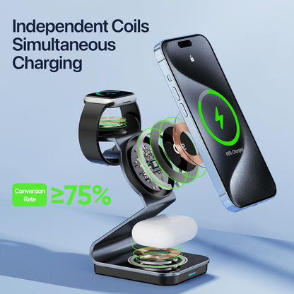 15W 3 In 1 Magnetic Wireless Charger Stand Black Tristar Online