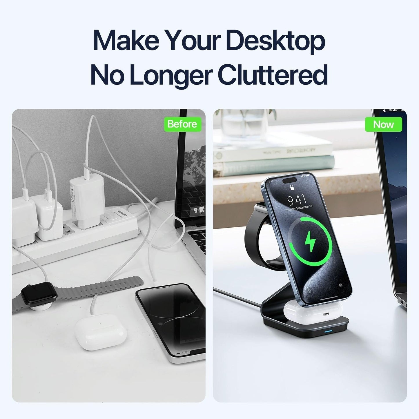 15W 3 In 1 Magnetic Wireless Charger Stand Black Tristar Online