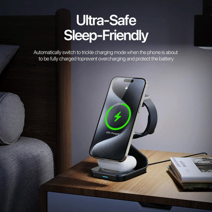 15W 3 In 1 Magnetic Wireless Charger Stand Black Tristar Online