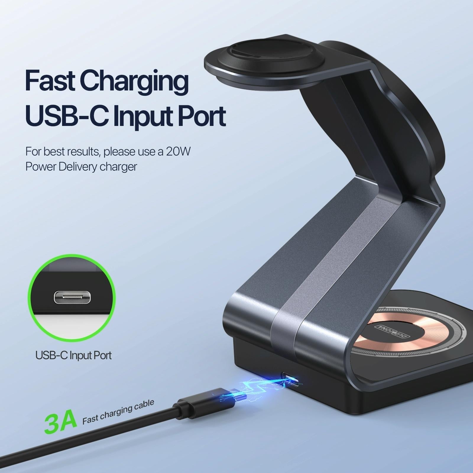 15W 3 In 1 Magnetic Wireless Charger Stand Black Tristar Online