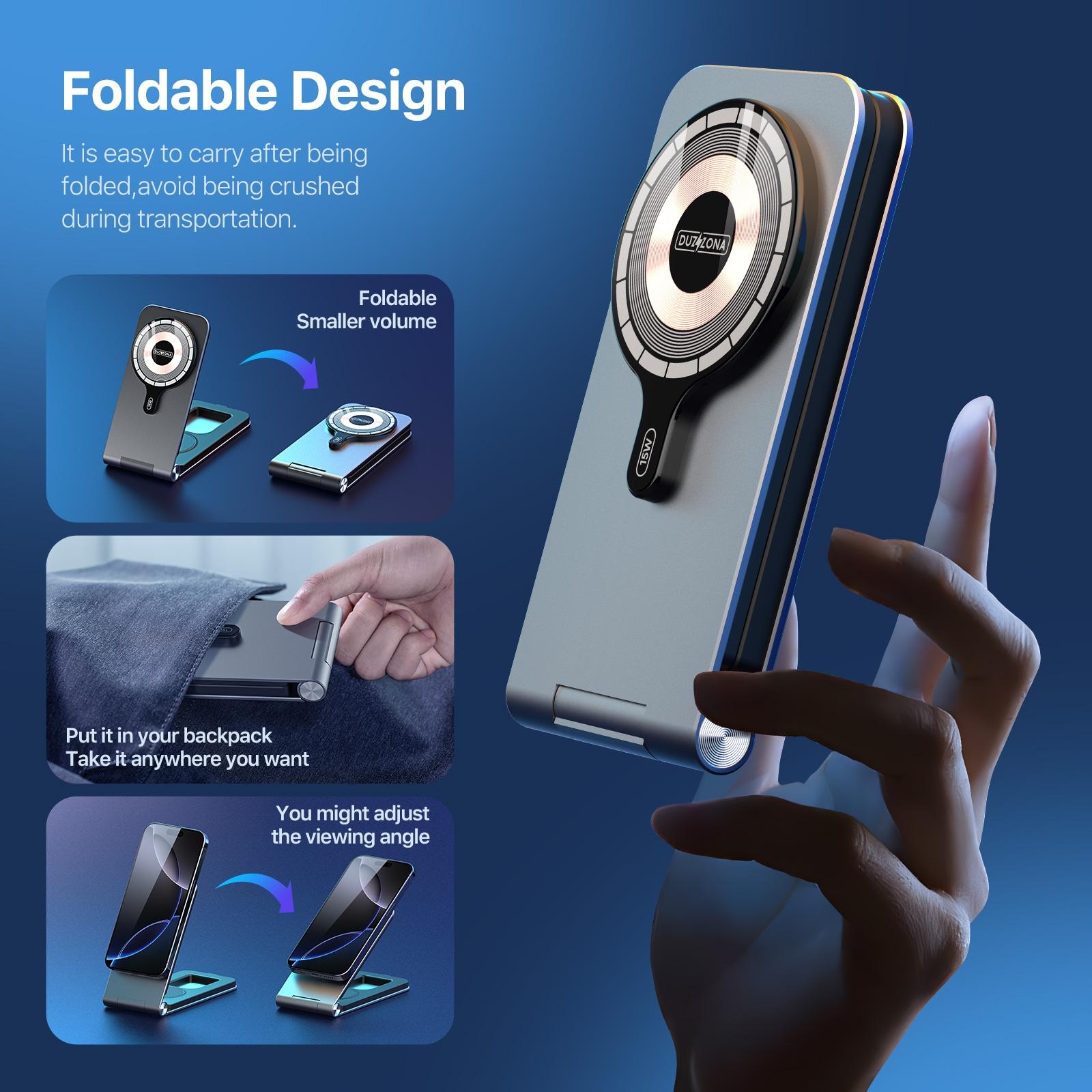 15W 3 In 1 Foldable Magnetic Wireless Charger Grey Tristar Online